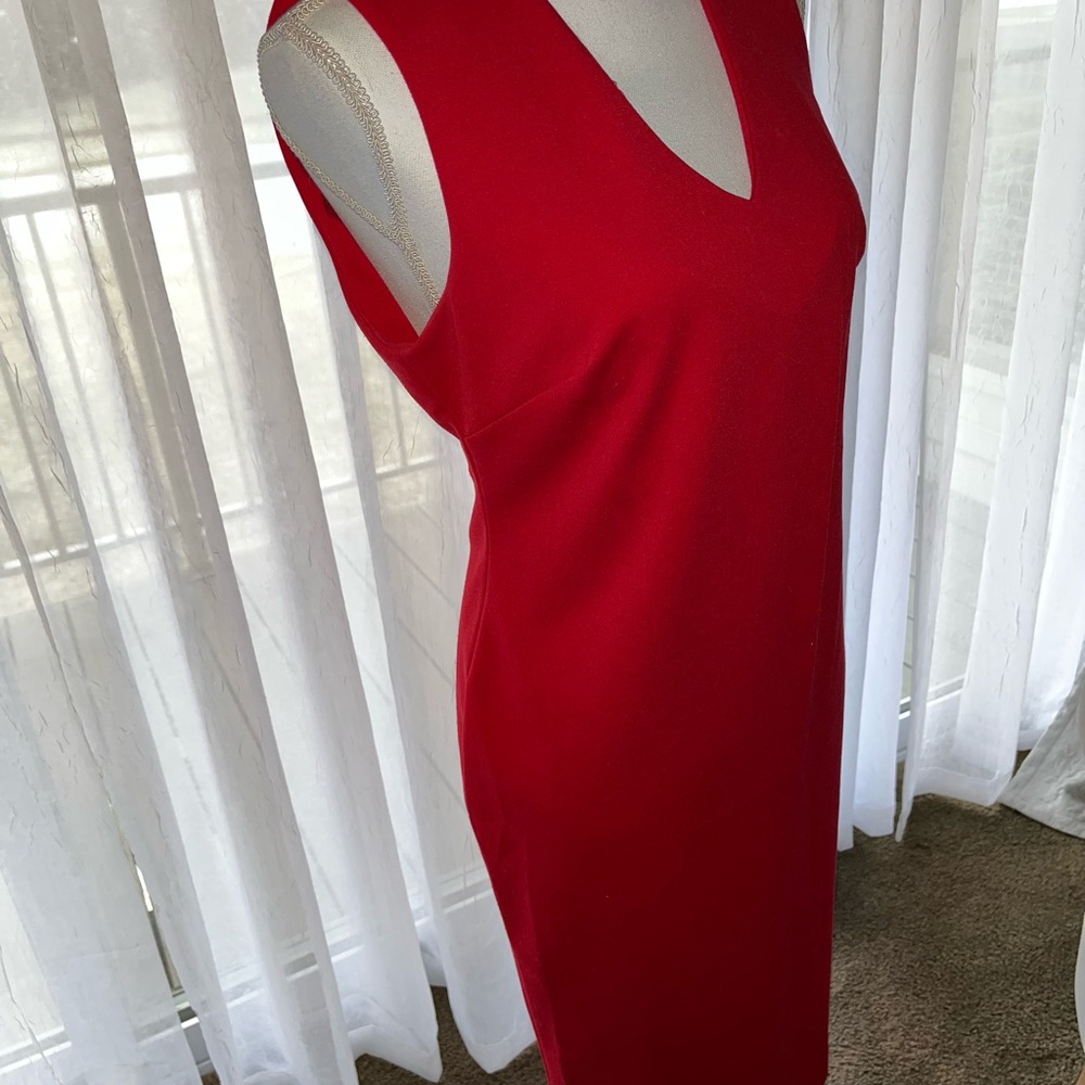 Calvin Klein Red V-Neck Dress, Size 10